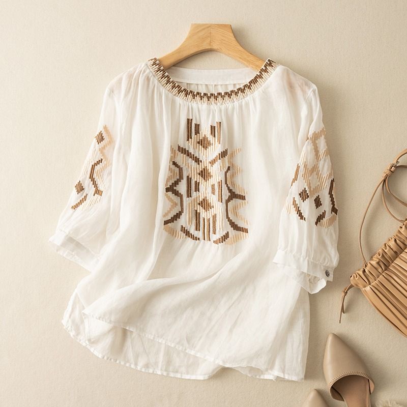 Áo Sơ Mi Cotton Lanh Dáng Rộng Thời Trang Mùa Hè Phong Cách Hàn Quốc Dành Cho Nữ
