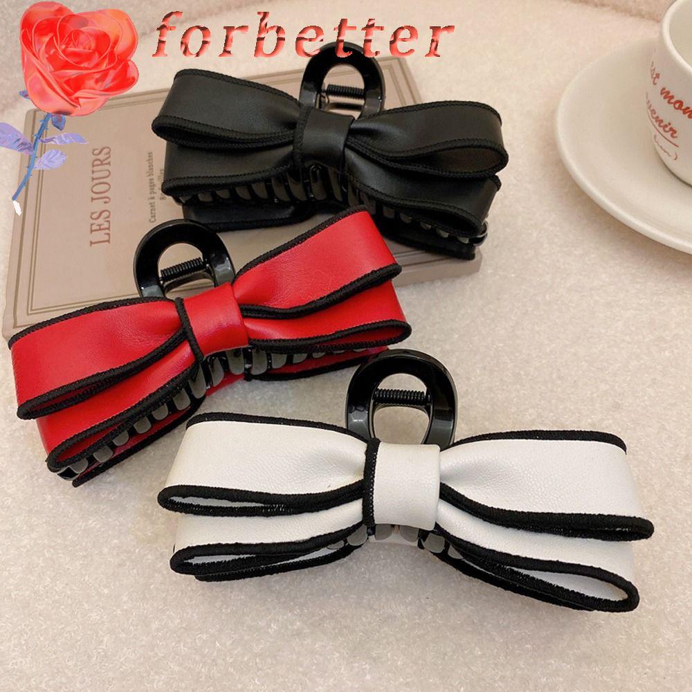 Kẹp Tóc Đuôi Ngựa Bằng Da PU Đính Nơ Phong Cách Vintage Cho Nữ