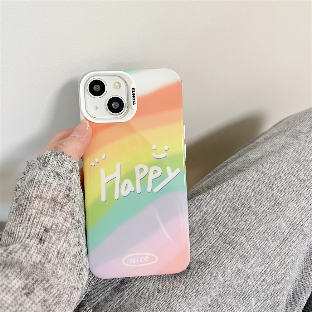 Ốp Điện Thoại TPU Mềm Trong Suốt Họa Tiết Cầu Vồng Có Dây Đeo Cho iPhone 14 13 12 11Pro Max