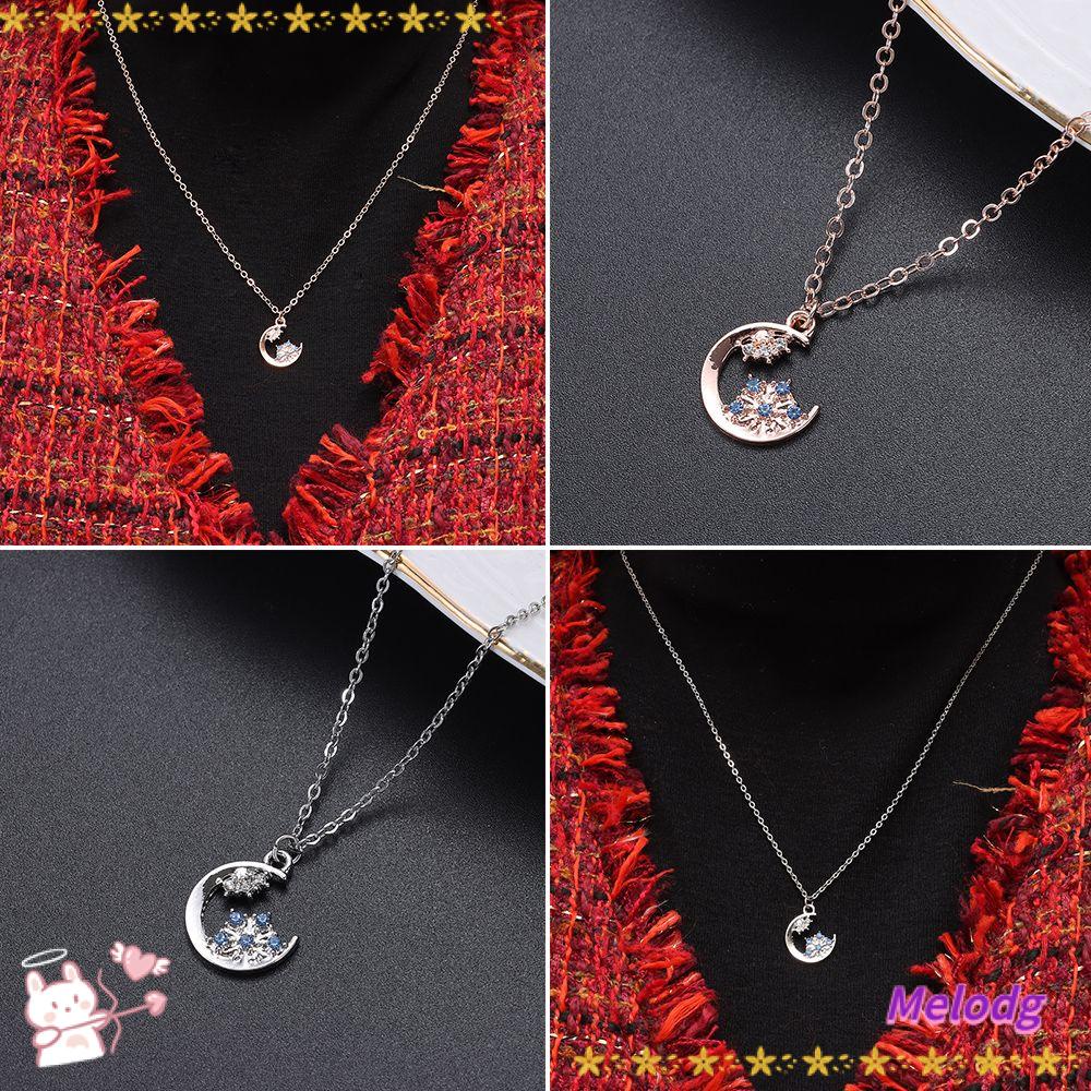MELODG Vòng cổ Mặt Trăng Và Ngôi Sao Thời Trang Cho Nữ|Vòng cổ Mặt Hoa Tuyết