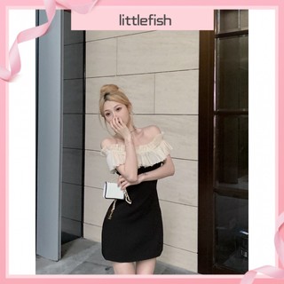 [littlefish] Đầm Trễ Vai Phối Ren Phong Cách Mới Mùa Hè Cho Nữ