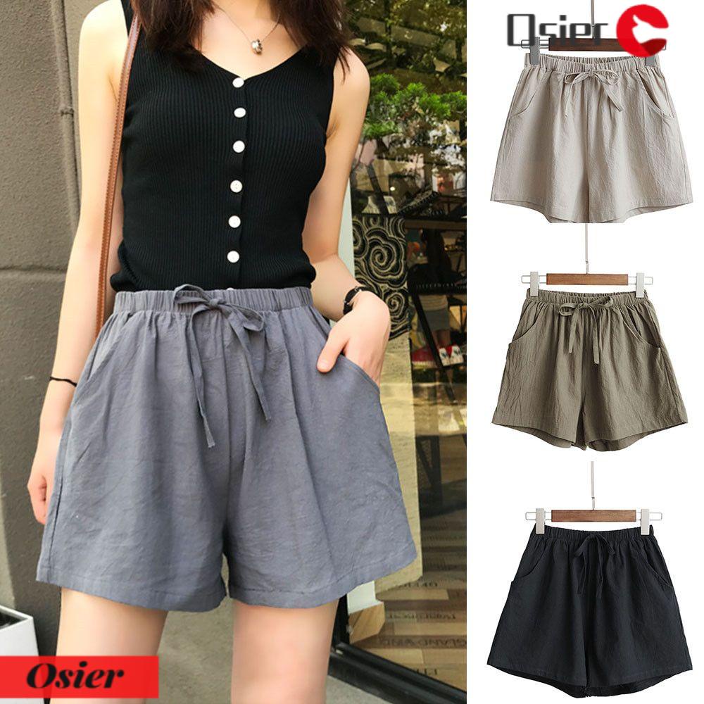 Quần Short Lưng Cao Màu Trơn Plus Size Cho Nữ 1