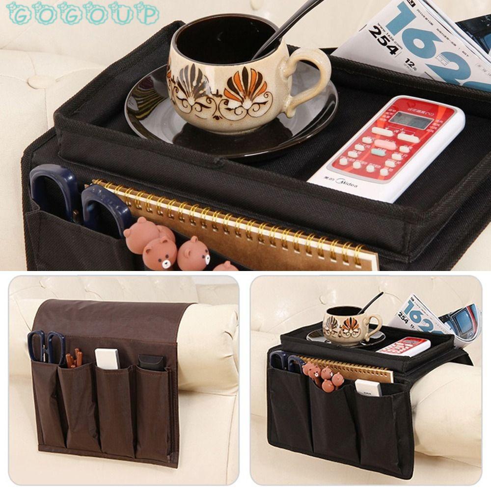 Vỏ Bọc Tay Vịn Ghế Sofa 4 Ngăn Màu Cà Phê Cho Điều Khiển Từ Xa TV