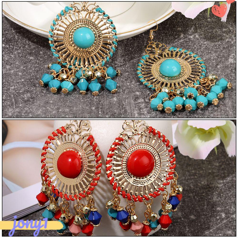 1 Đôi Khuyên Tai Tua Rua Dài Phong Cách Bohemian Thời Trang