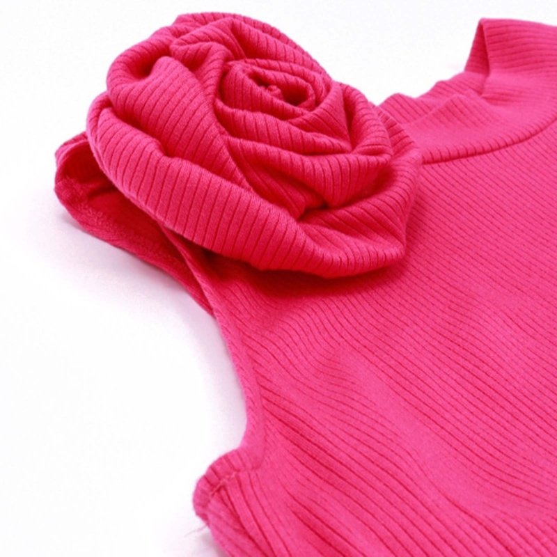 Đầm Không Tay Cổ Tròn Xếp Nếp In Họa Tiết Hoa 3D Thanh Lịch Dành Cho Nữ