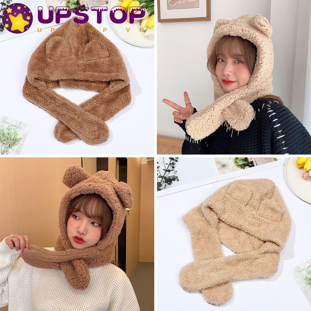 Mũ Lông Tai Gấu Kèm Khăn Choàng Chống Gió Thời Trang Mùa Đông Cho Nữ