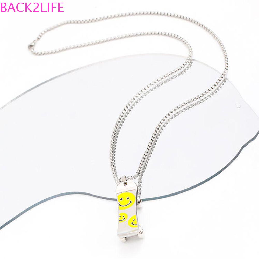 Vòng cổ Thép Titan Phối Mặt Hình Ván Trượt BACK2LIFE Phong Cách Punk Đường Phố Cá Tính