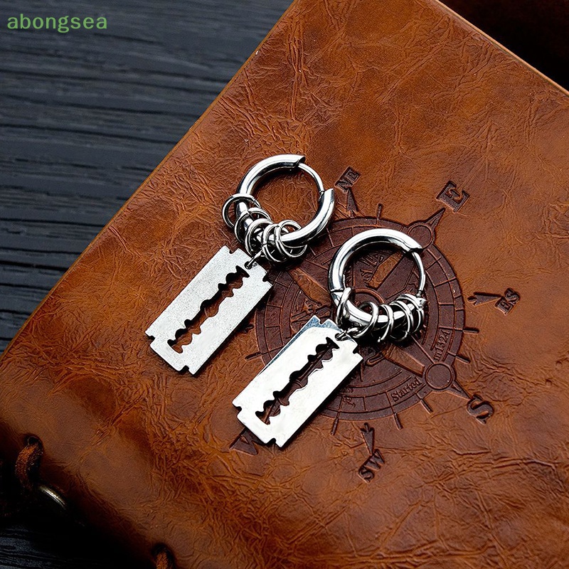 1 Đôi Bông Tai Hình Dao Cạo Bằng Thép Không Gỉ Thời Trang Cho Nam Và Nữ