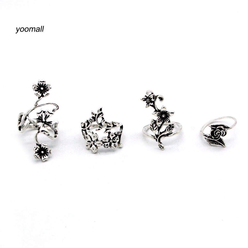 Set 4 Nhẫn Đeo Khớp Ngón Tay Phong Cách Trung Hoa Cổ Điển Dành Cho Nữ