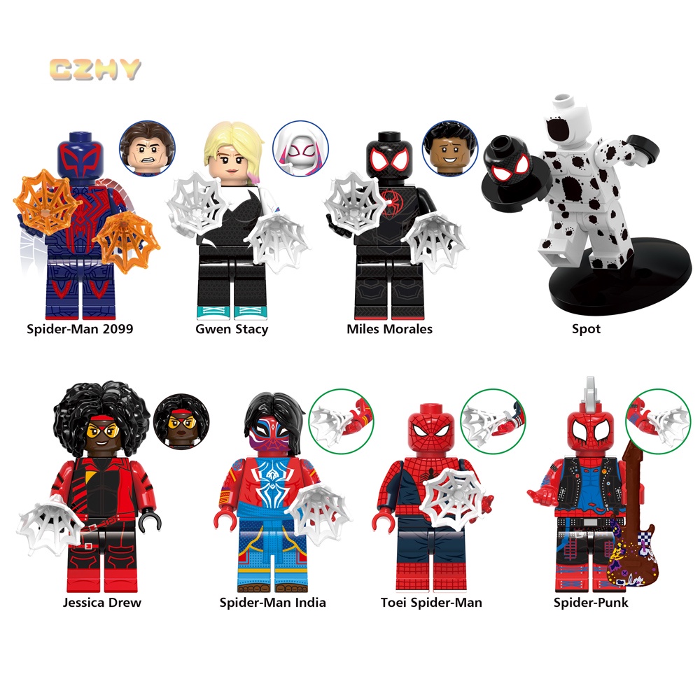Mô Hình G0124 Super Hero Across The Spider - Verse Spot Spider Punk Miles Morales Gwen Stacy