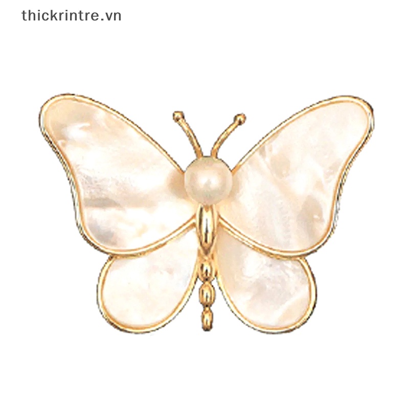 Ghim Cài Áo Hình Bướm Đính Ngọc Trai Nhân Tạo Màu Vàng Thời Trang
