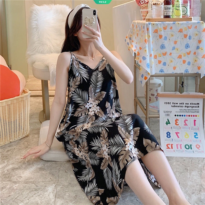 Đầm Ngủ Cotton Lụa Dáng Dài Thời Trang Hàn Quốc 2023 Gợi Cảm Cho Nữ