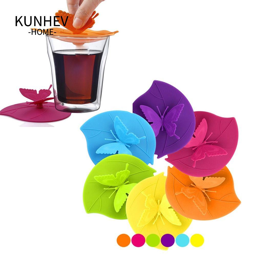 KUNHEV Nắp Đậy Cốc Nước Bằng Nhựa Sứ Chống Bụi Hình Bướm + Lá Thời Trang