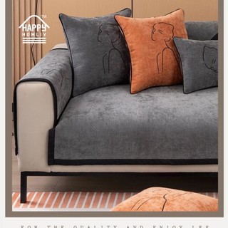 Tấm phủ đệm ghế sofa HAPPY HOMLIV vải chenille dày dặn chống trượt phong cách Bắc Âu