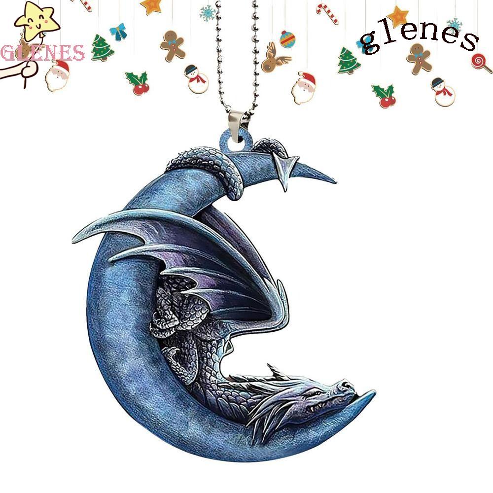 Mặt Dây Chuyền Thủ Công Hai Mặt Hình Hoa Hồng Và Mặt Trăng Xanh Dương Dùng Trang Trí Nhà Cửa / Xe Hơi