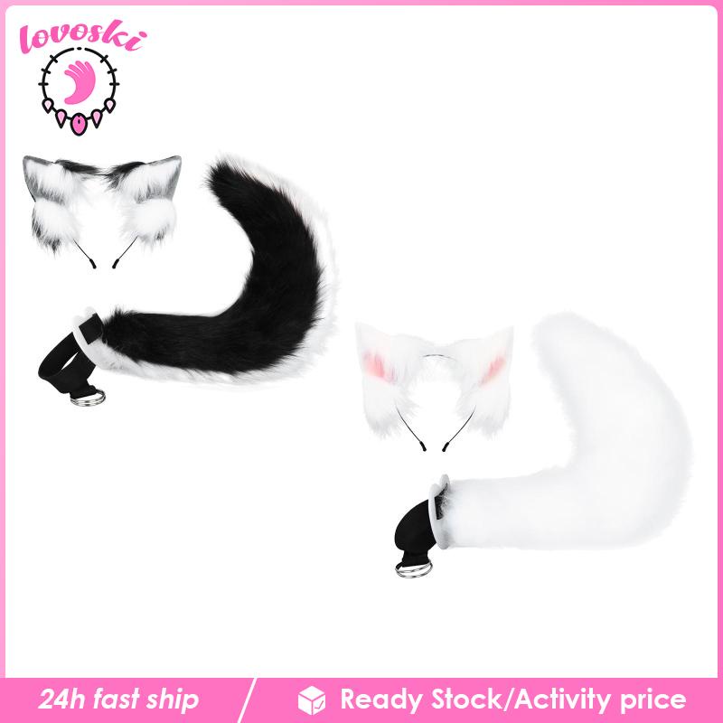 Bộ Kẹp Tóc Tai Và Đuôi Lông Giả Hóa Trang Cho Nữ