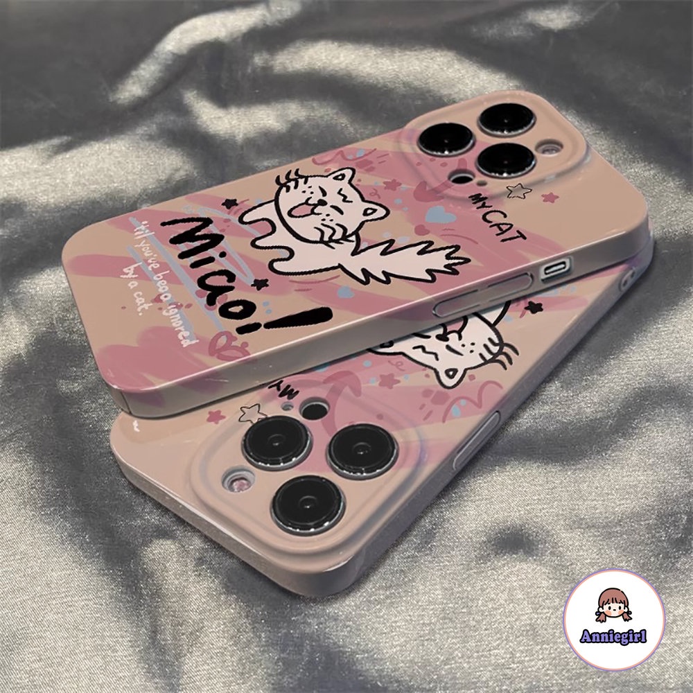 Ốp Điện Thoại Hình Mèo Hồng Graffiti Cho Iphone 11 14 Pro Max Ip13 Pro Max Iphone 12 Iphone 11 Pro Max