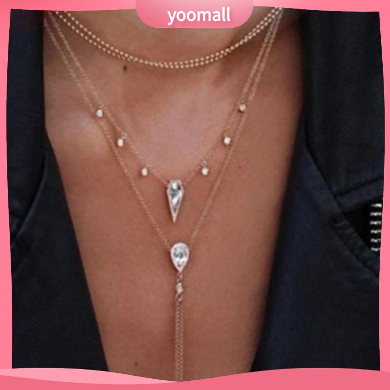 Vòng cổ Nhiều Lớp Đính Đá Tua Rua Thời Trang