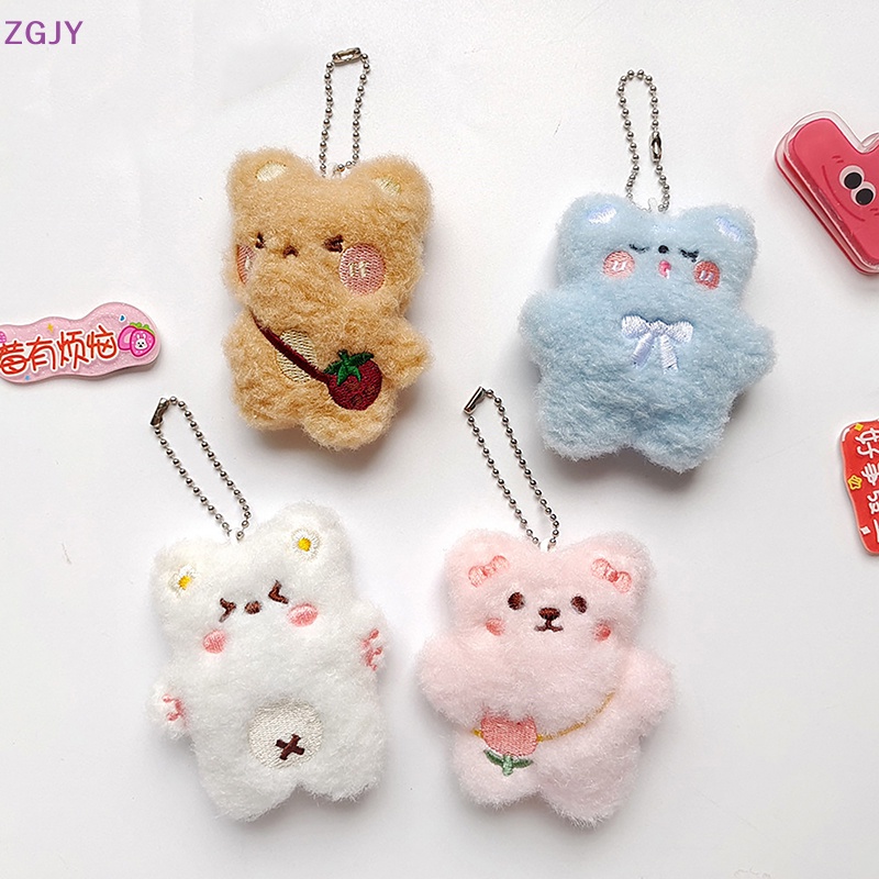 Móc Khóa Hình Gấu Nhồi Bông Mềm Mại Dễ Thương Phong Cách Hàn Quốc Mới