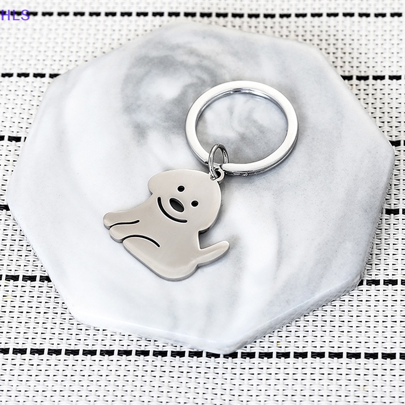 Móc Khóa Hình Chú Chó Bằng Thép Không Gỉ Màu Bạc Đơn Giản Thời Trang Cho Nữ