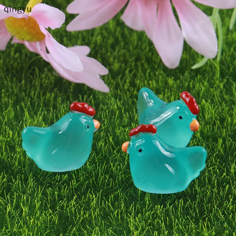Bộ 5 Phụ Kiện Trang Trí Điện Thoại Hình Gà Con Bằng Nhựa Resin Màu Dạ Quang Trong Suốt DIY