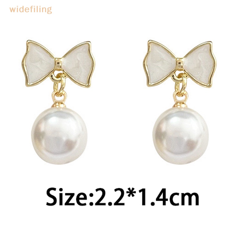 Bông Tai Hình Nơ Đính Ngọc Trai Đơn Giản Thời Trang Dành Cho Nữ