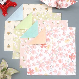Bộ giấy xếp hình origami 60 / 15cm / 15cm họa tiết hoa và chim hạc xinh xắn