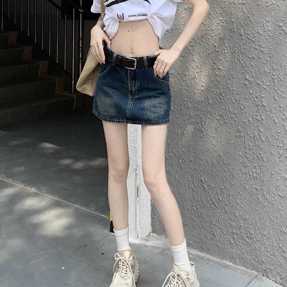 Chân váy jean chữ A, dáng Y2K BASIC CẠP CAO TÔN DÁNG
