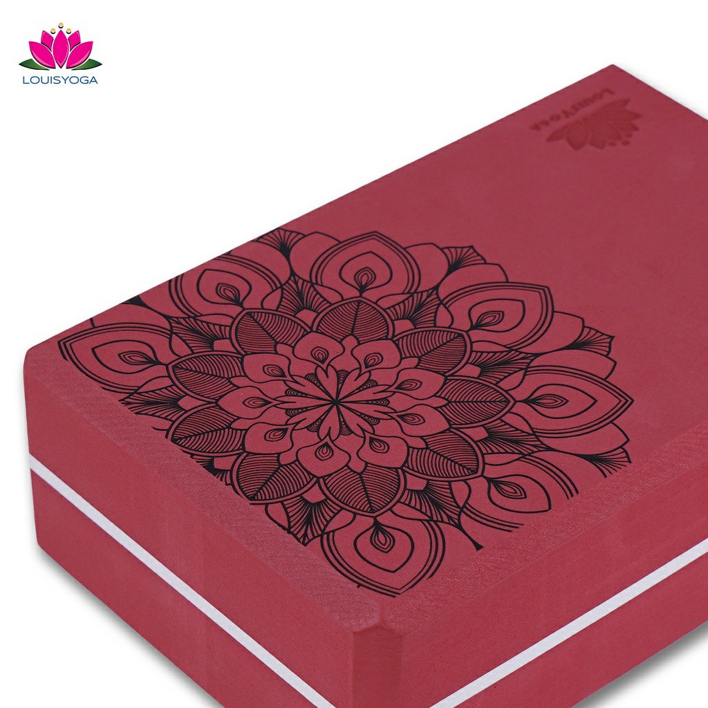 Gạch tập Yoga Louis cao cấp in nổi hoa mandala trọng lượng 320g  - Thương hiệu LOUIS YOGA