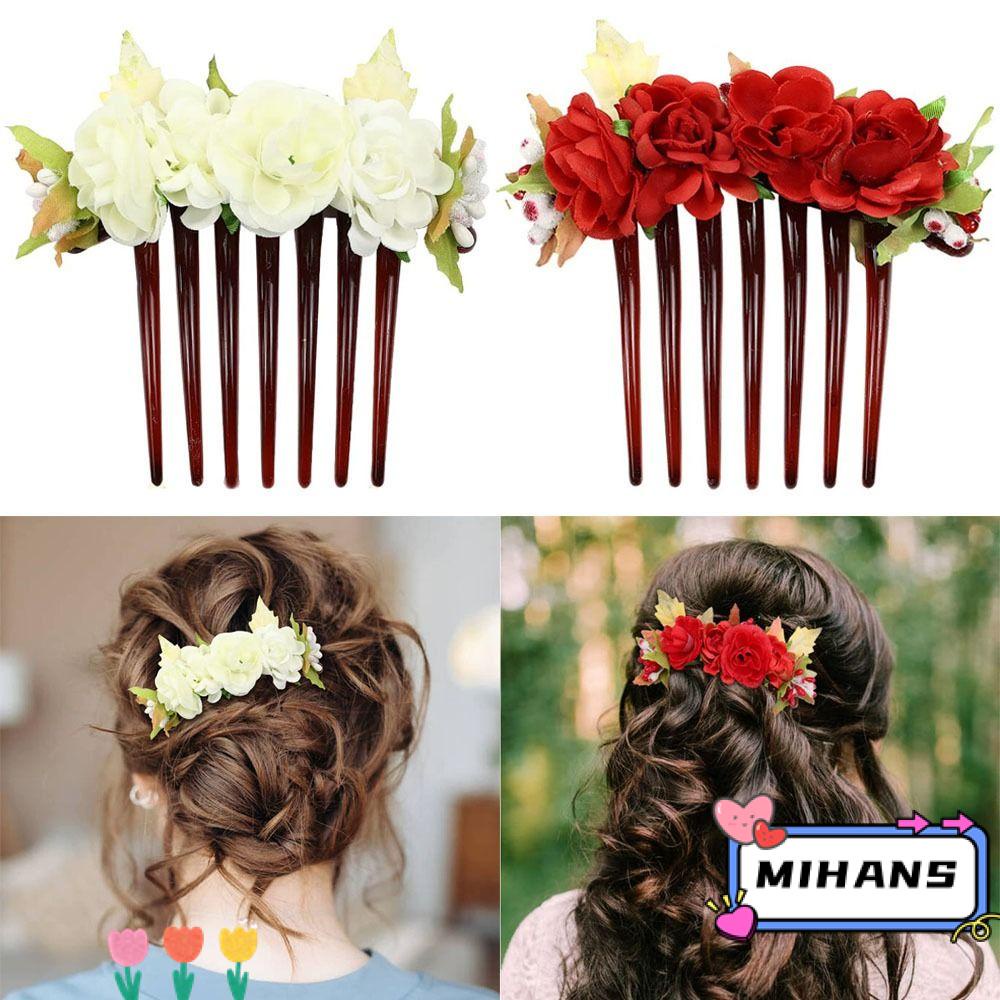 MIH Lược Cài Tóc Hình Hoa Đính Pha Lê Cho Cô Dâu