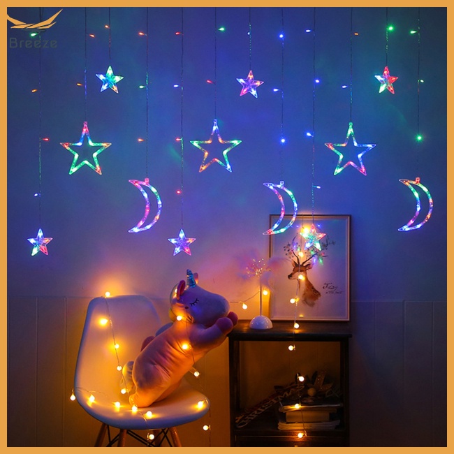 Dây Đèn Led Ip44 Ip44 Hình Mặt Trăng / Ngôi Sao 8 Chế Độ Chống Thấm Nước Trang Trí Giáng Sinh
