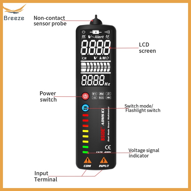 Vạn Năng Kế Kỹ Thuật Số 3 Trong 1 BSIDE ADMS1 DC AC DMM Ohm Hz Và Phụ Kiện
