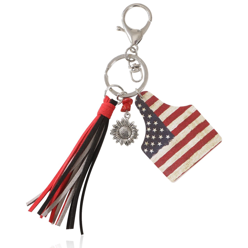 Móc Khóa Hình Hoa Hướng Dương Phối Tua Rua Phong Cách Vintage