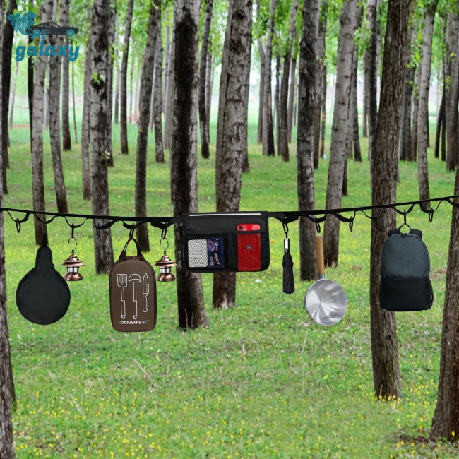 Galaxy Dây Treo Đồ 6.5m 16 Vòng Kèm 8 Móc Carabiner Tiện Dụng Cho Hoạt Động Ngoài Trời