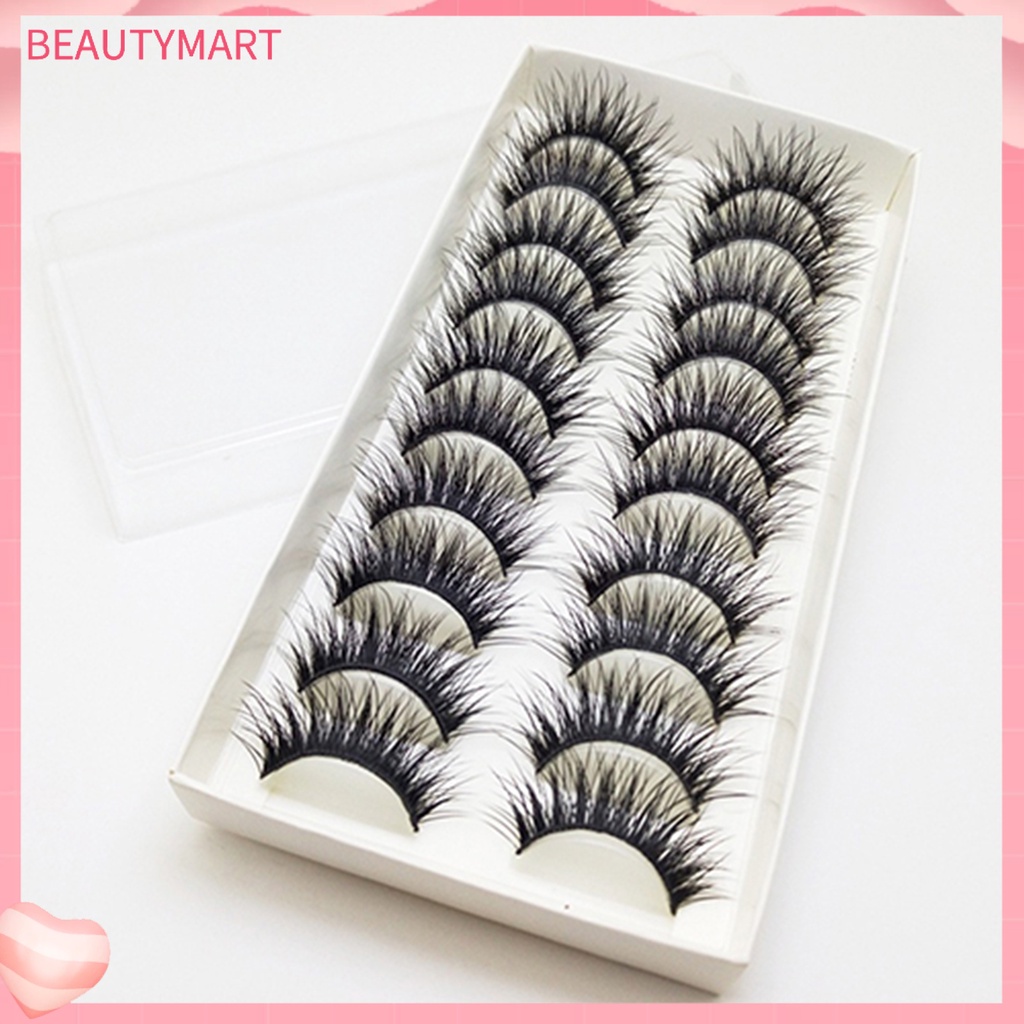 Bộ 10 Cặp Lông Mi Giả Dày Bằng Sợi Tổng Hợp Tự Nhiên Tái Sử Dụng Được