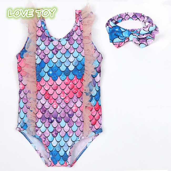 Set Đồ Bơi 2 Mảnh Họa Tiết Nàng Tiên Cá Xinh Xắn Cho Bé Gái