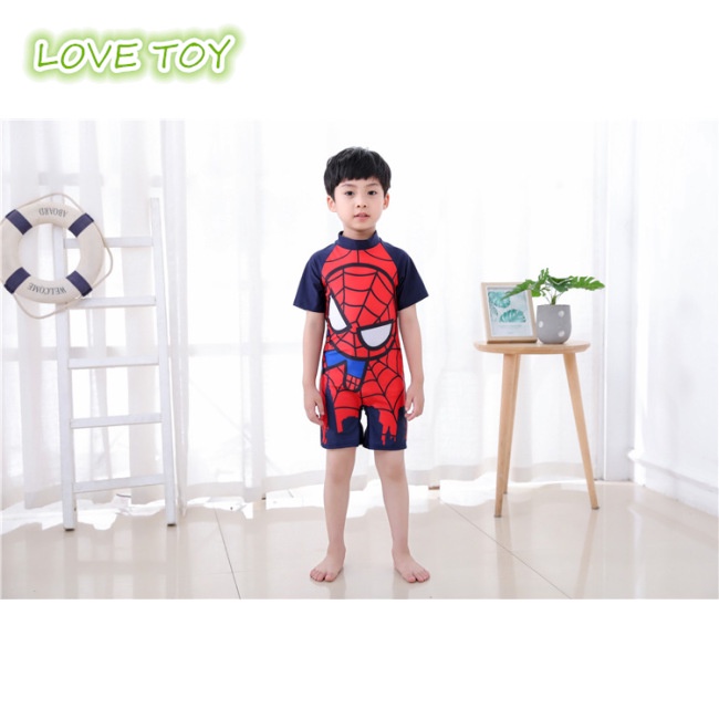 Bộ Đồ Bơi Liền Thân Ngắn Tay Cổ Tròn Họa Tiết Hoạt Hình Cho Bé Trai
