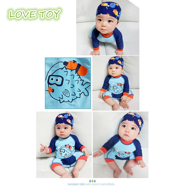 Bộ Đồ Bơi 2 Mảnh Dài Tay Chống Nắng Mau Khô Cho Bé Trai