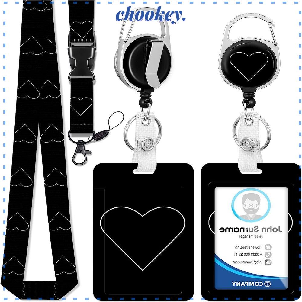 CHOOKEY Kẹp Giữ Thẻ ID / Túi Xách Màu Đen Có Thể Thu Gọn Cho Học Sinh / Bác Sĩ / Giáo Viên