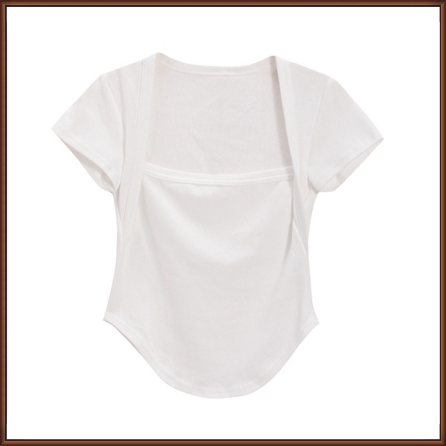 Áo Thun Ngắn Tay Cổ Vuông Khoét Sâu Thời Trang Mùa Hè Gợi Cảm Cho Nữ