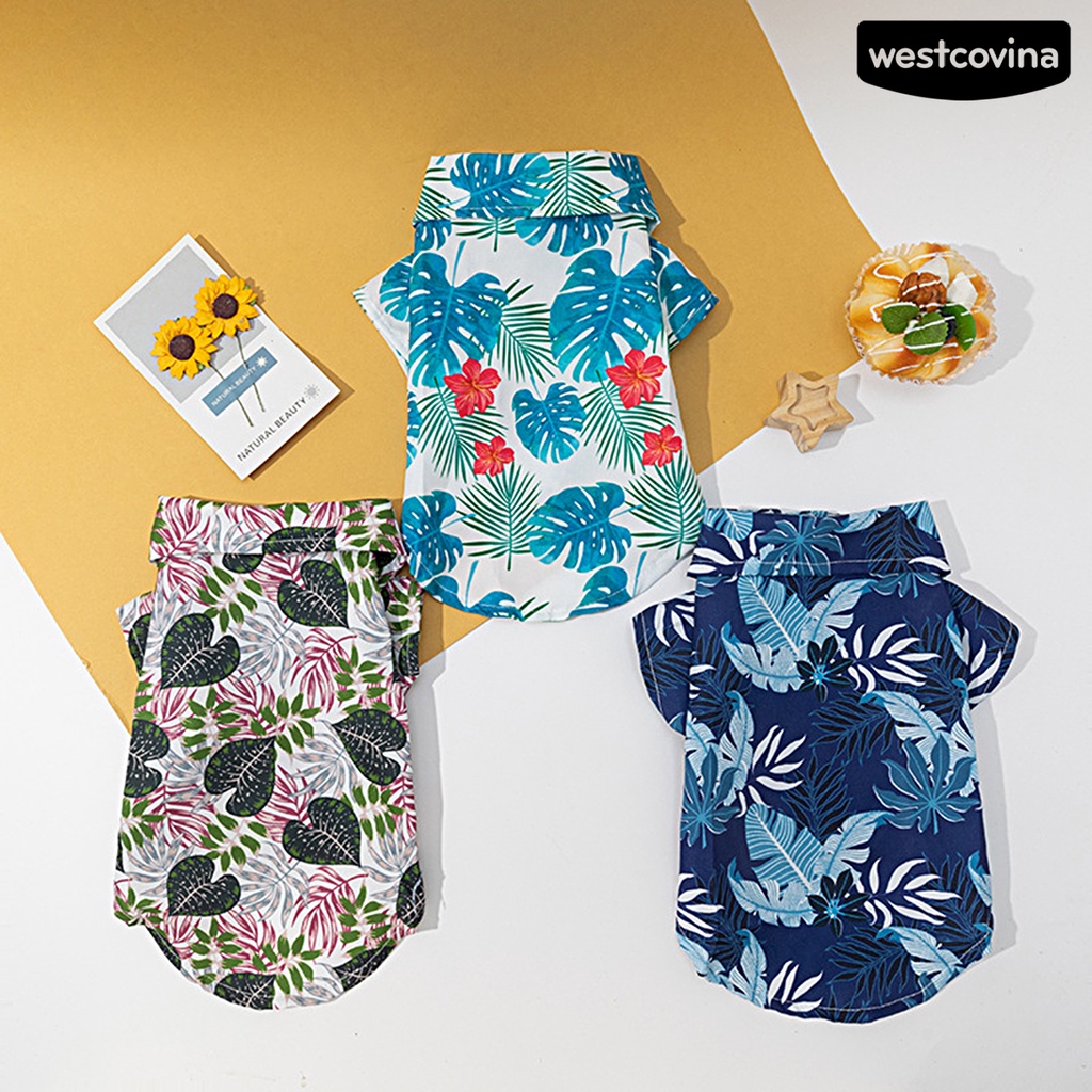 [COD]♞Băng Dính Cài Cổ Áo In Họa Tiết Lá Cây Phong Cách Hawaii Dành Cho Cún Cưng
