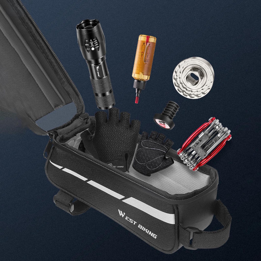 (CD) Túi Đựng Điện Thoại Cảm Ứng Màn Hình Kép Có Khóa Kéo Đôi Cho Tất Cả Các Loại Xe Đạp