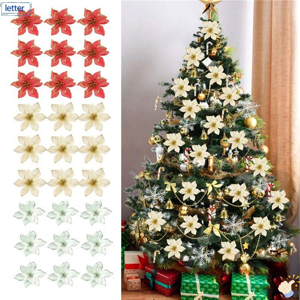 LET Set 120 Bông Hoa Giả Trang Trí Giáng Sinh Năm Mới