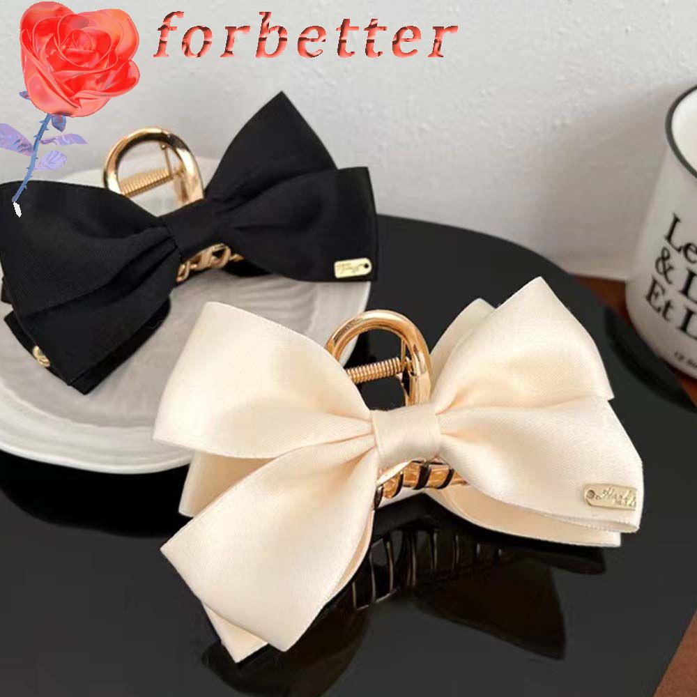 FORBETTER Kẹp Tóc Hình Nơ Màu Trắng Đen Thời Trang Hàn Quốc Cho Nữ