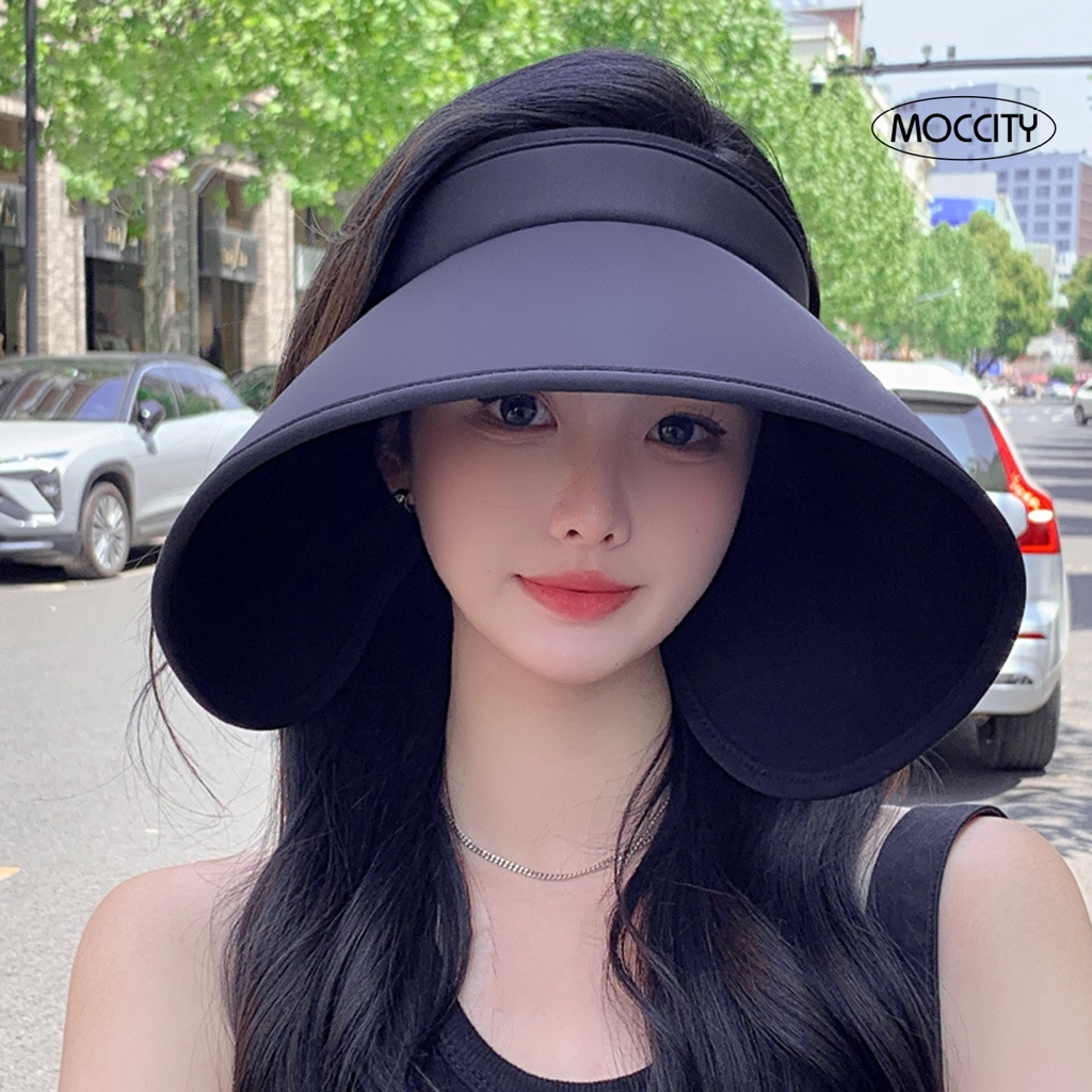 Mũ Chống Nắng Mùa Hè Vành Rộng Màu Trơn Siêu Nhẹ Chống Tia UV Có Đồ Chơi Cho Nữ