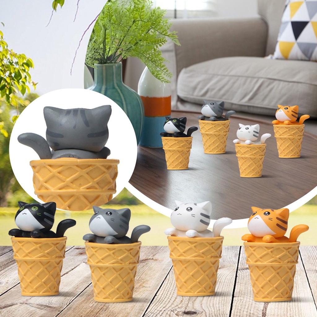 Mô Hình Mèo Ăn Kem Bằng Nhựa Resin Trang Trí Tiểu Cảnh / Bàn Làm Việc / Tiểu Cảnh
