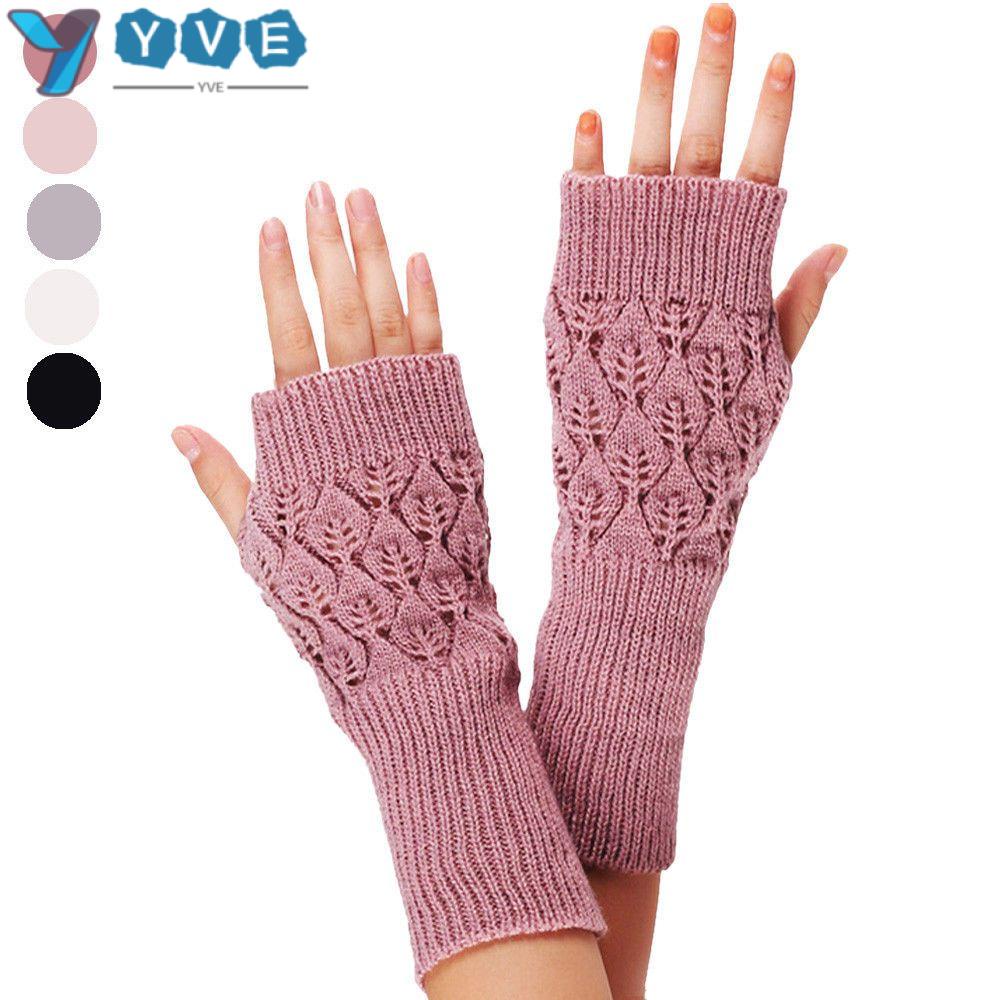 YVE Găng Tay Len Hở Ngón Giữ Ấm Mùa Thu Đông