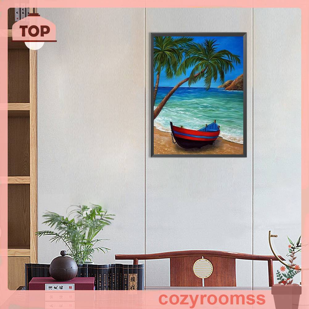 Tranh Đính Đá Kim Cương Toàn Bộ 5D DIY Hình Vẽ Cây Dừa