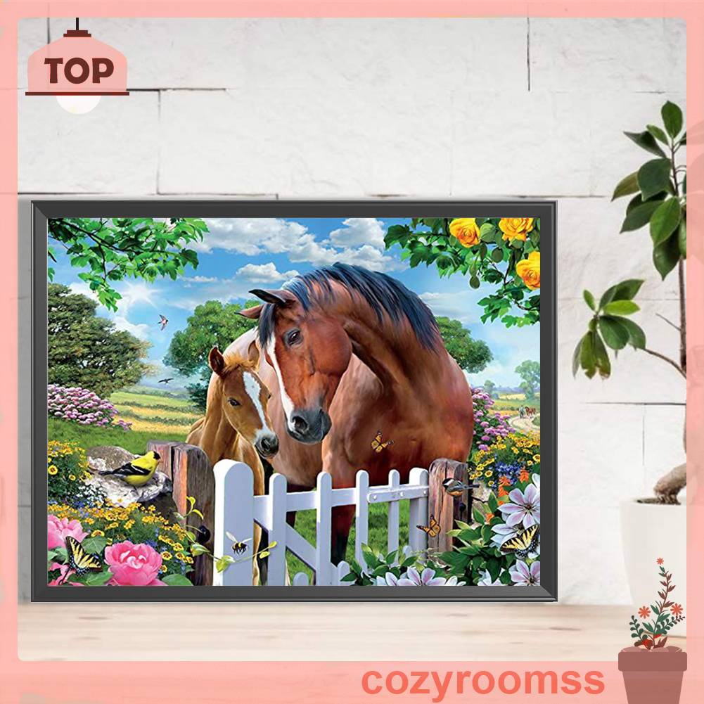 Bộ Tranh Đính Đá 5D Tự Làm Toàn Diện Họa Tiết Ngựa Nghệ Thuật Trang Trí Nhà Cửa