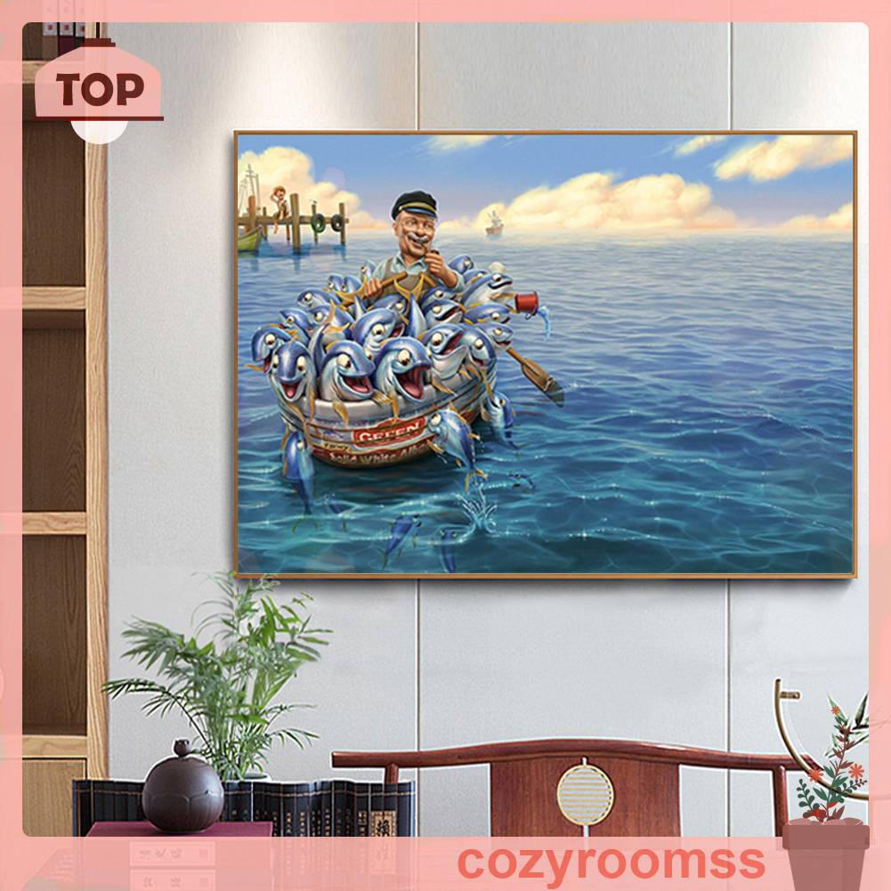 Tranh Đính Đá Kim Cương Toàn Bộ 5D DIY Hình Vẽ Ngư Dân